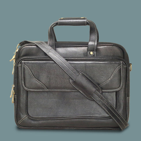 Omrith Genuine Leather Brown Croco Laptop Messenger Bag For Men